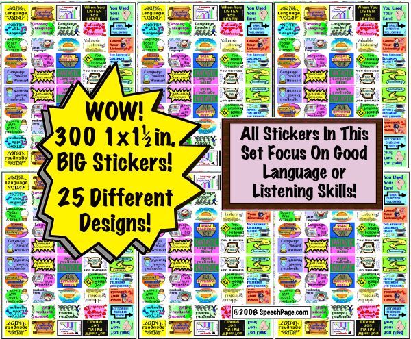 300 Language or Listening Theme STICKERS!